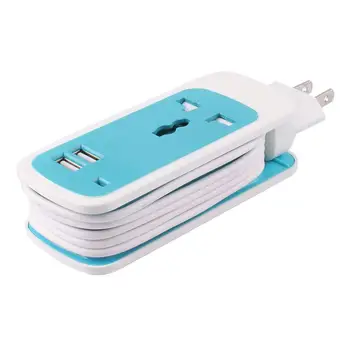 Go2linK 3-i-1 USB-Stikkontakt med 2 USB-Porte Rejse Hjem Oplader Adapter LED EU/US/ UK Powercube Strømforsyning Adapter