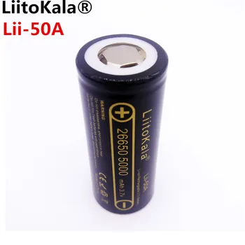 LiitoKala Lii-50A 26650 5000mah 26650-50A Li-ion 3,7 v Genopladeligt Batteri til Lommelygte 20A nye pakning