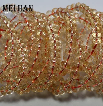 Meihan Gratis forsendelse (2 armbånd/sæt) 5-7*9-11mm naturlig facetslebet Citrin rondelle løs perler, sten, kvarts til smykkefremstilling
