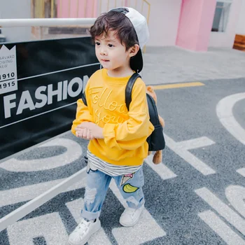 Drenge Foråret Lange Ærmer Pullover Sweater 2020 Bomuld Børn Børn Koreanske Broderi Kids Baby Toppe