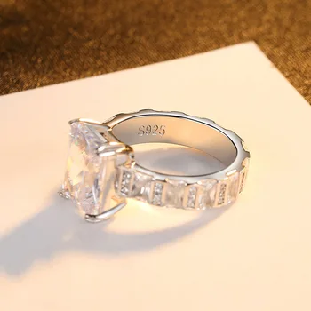 OEKDFN Luksus 925 Sterling Sølv Ring Mousserende AAAAA+ Zircon Ædelsten Bryllup forlovelsesringe Kvinder Fine Smykker Jubilæum