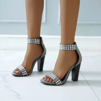 ZawsThia 2020 rhinestone sandaler, høje hæle sexede damer pumper med åben tå kvinde party bryllup sko dame sandaler stor størrelse 49 50