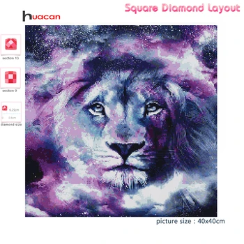 Huacan 5d Diamant Maleri Fuld Drill-Pladsen Lion Diy Dyr Diamant Broderi Salg af Billeder Med Rhinestones