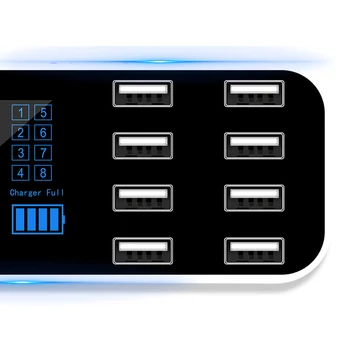 USB-8 Multi-Port-Adapter Desktop Oplader Smart LED-Display ladestation Bil Oplader Smart Telefon Oplader Opladning