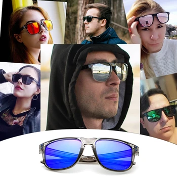Mænd er Polariserede Solbriller til mænd sport Kørsel Spejl Rektangel Solbriller Mandlige Brillerne Røde linser Gennemsigtig ramme 2020