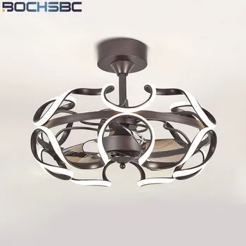 BOCHSBC Moderne LED Loft Ventilator Let Aluminium Fjernbetjening Inverter Fan Hængende Lampe til Restaurant Soveværelser, Stue og Spisestue