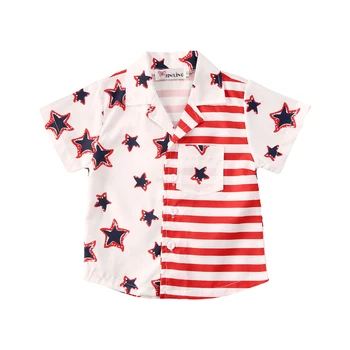 Toddler Baby Drenge Piger tøj Independence Day korte ærmer-Knappen Toppe eller Hovedbøjle off skulder stjernede strao Bodysuit
