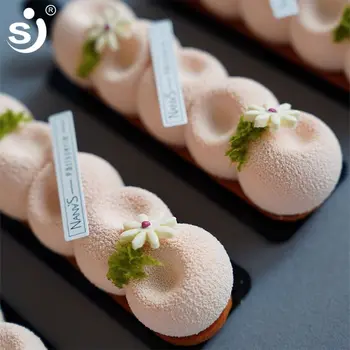 SJ engros 3d Silikone Formen Mousse Kage, 8-Linje Lang Bage Forme Puff Dessert Oval fransk Wienerbrød Bageforme
