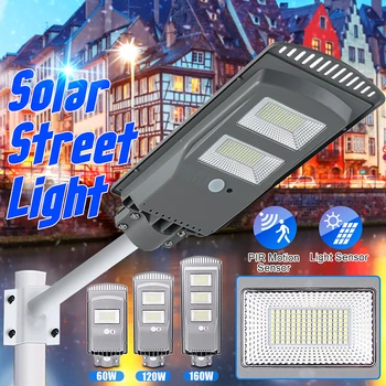 120W 60W 160W LED Solar Gade Lys PIR bevægelsessensor Udendørs Belysning Have væglampe