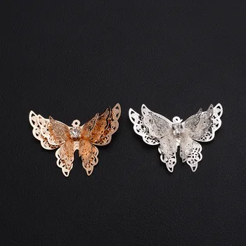 2020New 100Pcs Alloy Butterfly Rhinestone-knappen for DIY Smykker øreringe og halskæde Vedhæng, eller hår tilbehør BT37-BT40