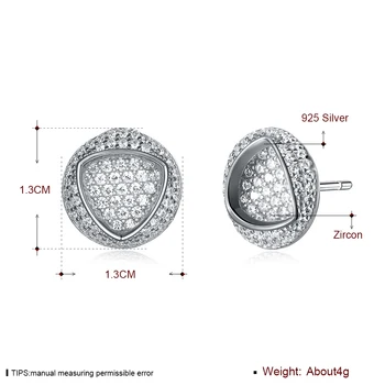 SILVERHOO Ægte Sterling Sølv 925 Smykker Til Kvinder Hule Geometriske Trekant Øreringe Klare Fuld Cubic Zirconia Stud Øreringe