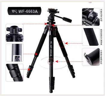 Professionel fotografering Weifeng WF-6663A Stativ til kamera, Videokamera, Kikkerter video VCR Phone Clip Holder