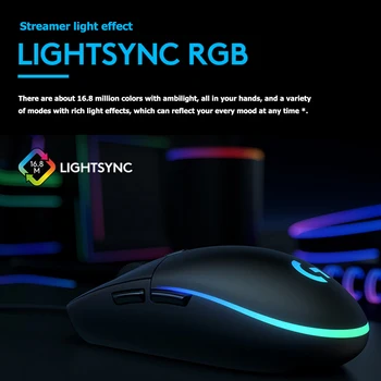 Original Logitech G102 LIGHTSYNC Gaming Mus Let Optiske 8000DPI 16.8 M 6-Knapperne Kabel Hvid Sort