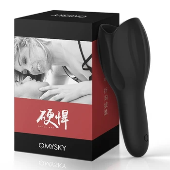 Omysky Male Masturbation Cup Penis Glans Exerciser Oral Sex Cup 10-Mode Vibrationer Forsinkelse Trainning Voksen Sex legetøj til mænd
