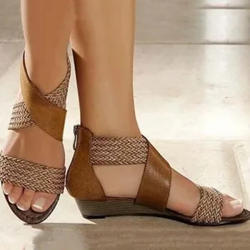 2020 Sommer Sandaler, Sko Kvinder Mode Bohemia Stil Stranden Komfortable Sko Kvinde Retro Væver Kile Kvindelige Sandaler Plus Størrelse