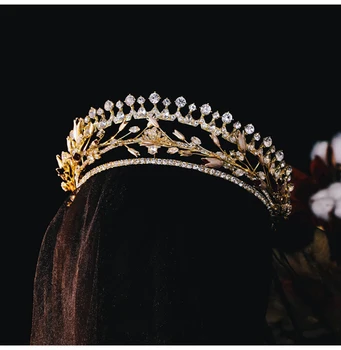 NiuShuya Luksus Golden Bridal Crown Princess Tiara Hovedbøjle Tre-wear, Bryllup tilbehør Party Fødselsdag Hår Tilbehør