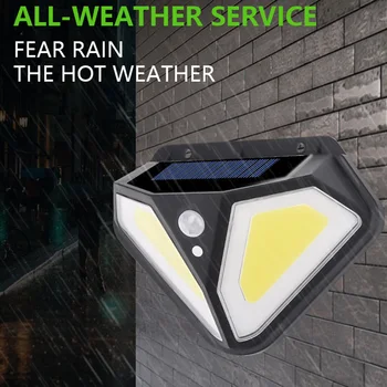 COB LED Solar Light Indbygget Batteri Udendørs væglampe Drevet Sollys Vandtæt Motion Sensor Gade Lys Haven Dekoration