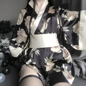 Sexet Kvinder Sakura Kimono Dejlig Japansk Uniform Kjole Blomstret Morgenkåbe Kort Kimono Kjole Nat, Morgenkåbe Mode Slåbrok
