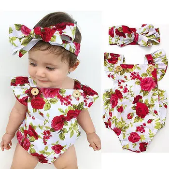 0-18M Nyfødte Spædbarn Baby Pige med Efteråret Tøj Indstil Print Leopard Jumpsuit Heldragt+Hovedbeklædning Blomstret Tøj Tøj