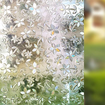 60cm Bred Statisk Klamre Glas Film Blomst Mønster 3D Laser Home Decor Beskyttelse af Privatlivets fred Vand-Bevis Matteret Vindue Klistermærke