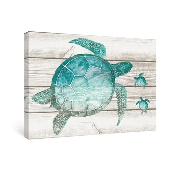 Havskildpadden Væg Kunst, Lærred Maleri Krikand Grå Skildpadder Udskrive Billeder Ocean life Plakater til Badeværelse Børnehaven Hjem Rustik Indretning