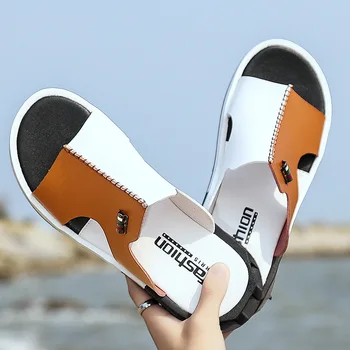 Mænd er Sommer Sandaler Oprindelige Komfortable Læder-Slip-on Casual Sandaler Mode Mænd, Tøfler Zapatillas Hombregh4