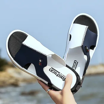 Mænd er Sommer Sandaler Oprindelige Komfortable Læder-Slip-on Casual Sandaler Mode Mænd, Tøfler Zapatillas Hombregh4