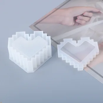 Kawaii opbevaringsboks DIY Krystal Hjerte Smykke Box Silikone Formen Harpiks Kunst Forsyninger boligindretning Håndværk Silikone Formen for Harpiks
