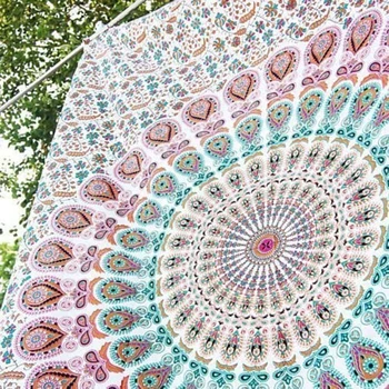 2020 Boheme Psykedelisk Peacock Mandala Væggen Hængende Blomster Guld Sengetøj Gobelin Print Hængende Tøj Væg Tæppe