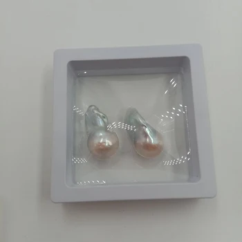 Høj kvalitet i øreringe parret 2 stk/masse,L19-27mm stor,KESHI barok perle, natur ferskvand barok perle.halvdelen hul boret