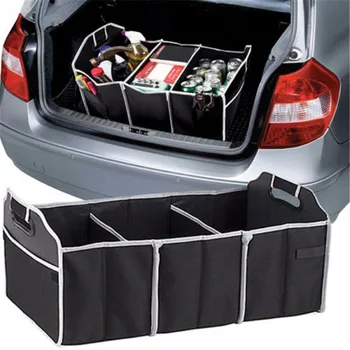 Foldbar Kuffert til Opbevaring Arrangør, Forstærket Håndtag passer til Enhver Bil, SUV, Mini-van-Model-Størrelse(Sort)