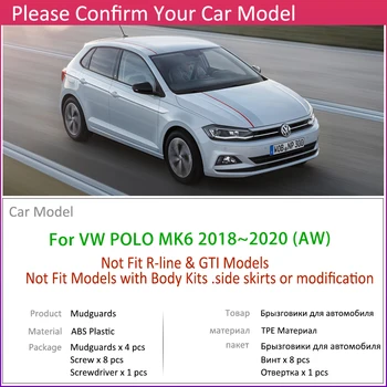 4 STK for Volkswagen VW Polo MK6 AW 2018 2019 2020 Bil Stænklapper Fender Mudder Klapper Vagt Stænk Klap Stænkskærme Tilbehør
