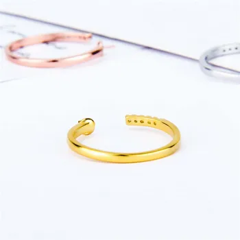 CLUCI 925 Sterling Sølv Enkelt Design Zircon Ring for Kvinder Sølv 925-Perle Ring Montering Justerbar Ring Smykker SR2236SB
