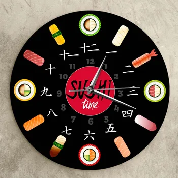 Sushi Time Moderne Design Vægur Minimalistiske Køkken Indretning Japansk Mad Wall Art Tavs Ur Ur For Sushiya Restaurant