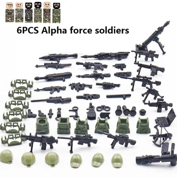 6STK/masser russiske Alpha force Moderne MOC SWAT City militære våben playmobil tilbehør tal byggesten Mursten mini legetøj