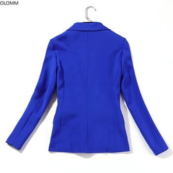 Suit female 2019 spring nye kvinders ensfarvet selv-dyrkning professionel blå suit jacket mode bukser interview sæt