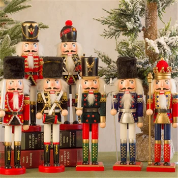 30CM Træ-Jul Nøddeknækkeren Soldat Dukke Jul Vin Kabinet Bord Dekoration, Pynt julepynt Gaver