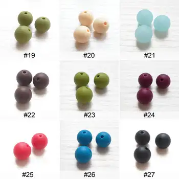 100pcs Silikone Begyndervanskeligheder perler 15mm Runde fødevaregodkendt Tyggetabletter perler Baby-Bideringe 67 Farver
