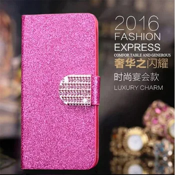 M9Plus Tilfælde Fashion Kvinder Girl Bling Diamond Glitter PU Læder Flip Phone Case Til HTC One M9 Plus Stå Wallet Cover