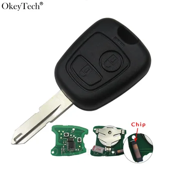 Okeytech 2-Knap Fjernbetjening Bil Centrale Controller 433Mhz Med Transponder Chip ID46 T14 For Peugeot 206 207 NE73 Uncut Blanke Blade