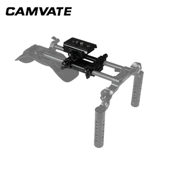 CAMVATE Universal Manfrotto Quick Release Plade Connect-Adapter Med Dobbelt 15mm Stangen, Klemme Til DSLR-Kamera Skulder Support System
