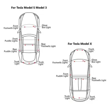 4 Stk Bil LED Interiør Lys Ultra-Lyse Lampe Kit Til Tesla Model 3 Model X Model S