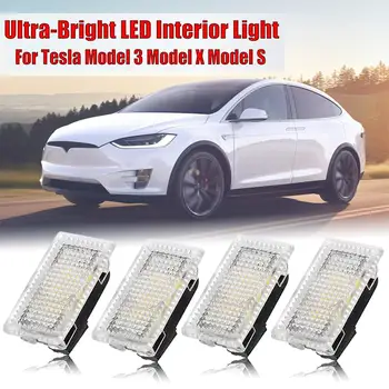 4 Stk Bil LED Interiør Lys Ultra-Lyse Lampe Kit Til Tesla Model 3 Model X Model S