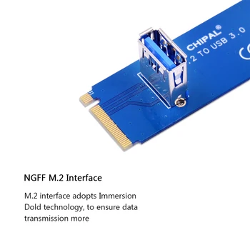 CHIPAL 100pcs/masse NGFF M. 2 til USB 3.0 Transfer Card M2 til USB3.0-Adapter til PCI-E Riser-Kort for BTC LTC Minedrift Maskine
