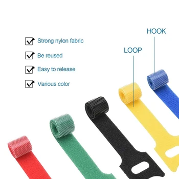 HOT-50STK Genanvendelige Farve Blanding Kabel Ledning Krog til Rem Loop Bånd Pæn Planlægning Af Fasteneren Management