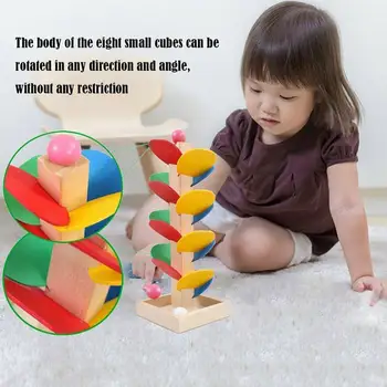Blad Tower boldspil Farve Afmontering Og Omvendt boldspil Træ-Børns Pædagogiske Samling Legetøj