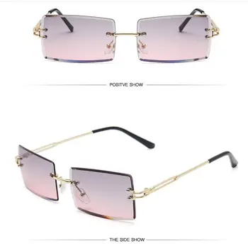 Mode 2020 Uindfattede Solbriller Kvinder Trendy Lille Rektangel Sol Briller Sommer Rejser Stil UV400 Guld Brune Nuancer for mænd