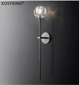 K9 BOULE DE CRISTAL LANG SCONCE moderne væg sconce lys loft metal KRYSTAL lampe Amerika belysning restaurant hotel mirror lampe
