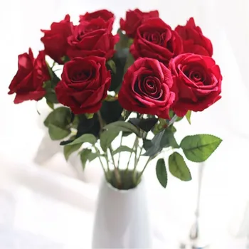 11PCS Romantiske Rose Kunstig Blomst DIY Rød Hvid Silke Falske Blomst til Fest Hjem Bryllup Dekoration Valentine ' s Day
