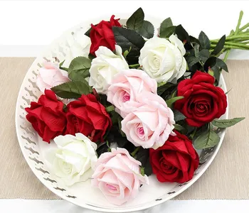 11PCS Romantiske Rose Kunstig Blomst DIY Rød Hvid Silke Falske Blomst til Fest Hjem Bryllup Dekoration Valentine ' s Day